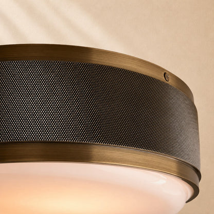 Dominic Perforated Metal Flush Mount with Milk Glass Diffuser