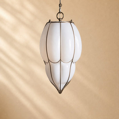 Ella Caged Opal Glass & Brass Large Pendant