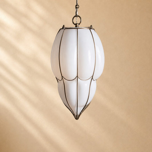 Ella Caged Opal Glass & Brass Large Pendant