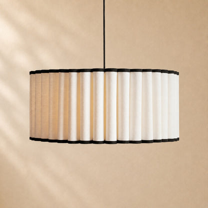 Ella Pleated Linen & Black Trim Pendant