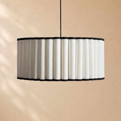 Ella Pleated Linen & Black Trim Pendant