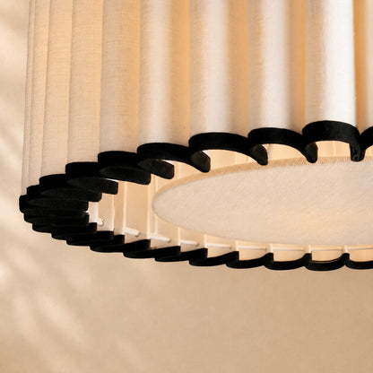 Ella Pleated Linen & Black Trim Pendant