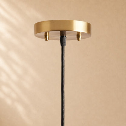 Ella Pleated Linen & Black Trim Pendant
