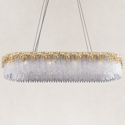 Ethereal Flow Crystal Glass Rectangular Chandelier 40"W