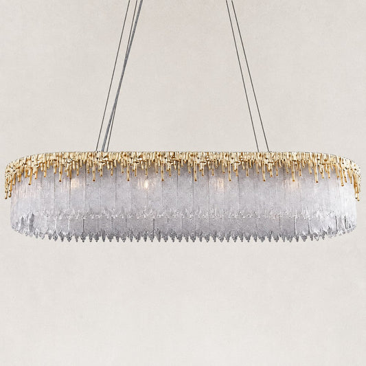 Ethereal Flow Crystal Glass Rectangular Chandelier 40"W