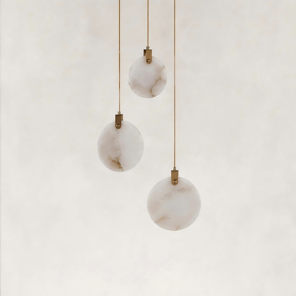 Ethereal Natural Alabaster Globe 3-Light Round Pendant 11.8"D
