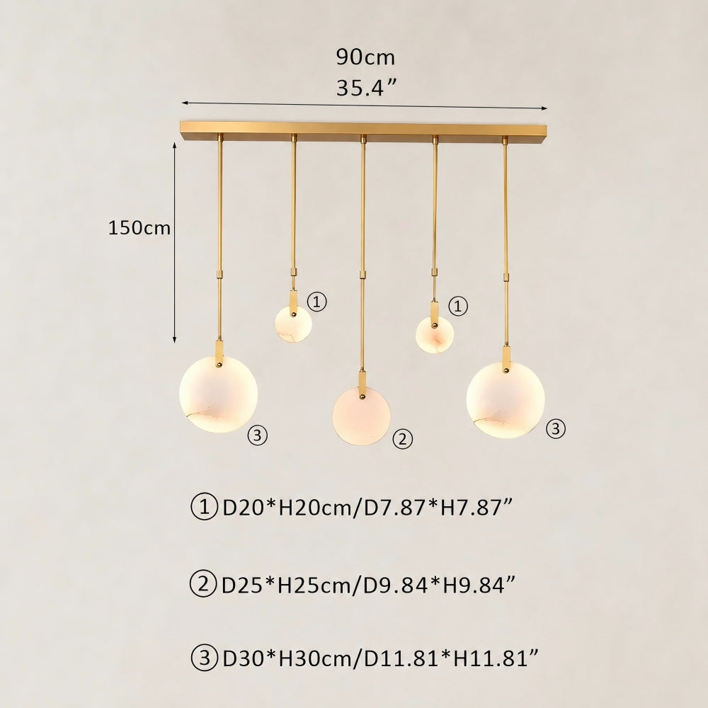 Ethereal Natural Alabaster Globe 5-Light Linear Pendant