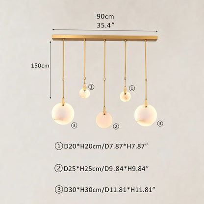 Ethereal Natural Alabaster Globe 5-Light Linear Pendant