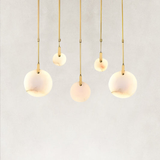 Ethereal Natural Alabaster Globe 5-Light Linear Pendant