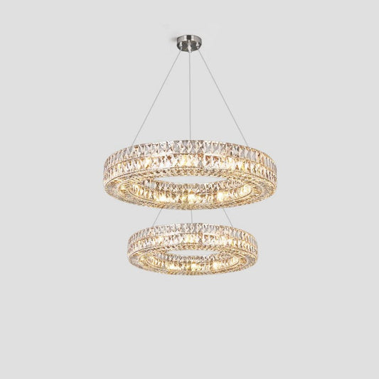 Gadsden Aster Halo Crystal Multi-Tier Ring Chandelier