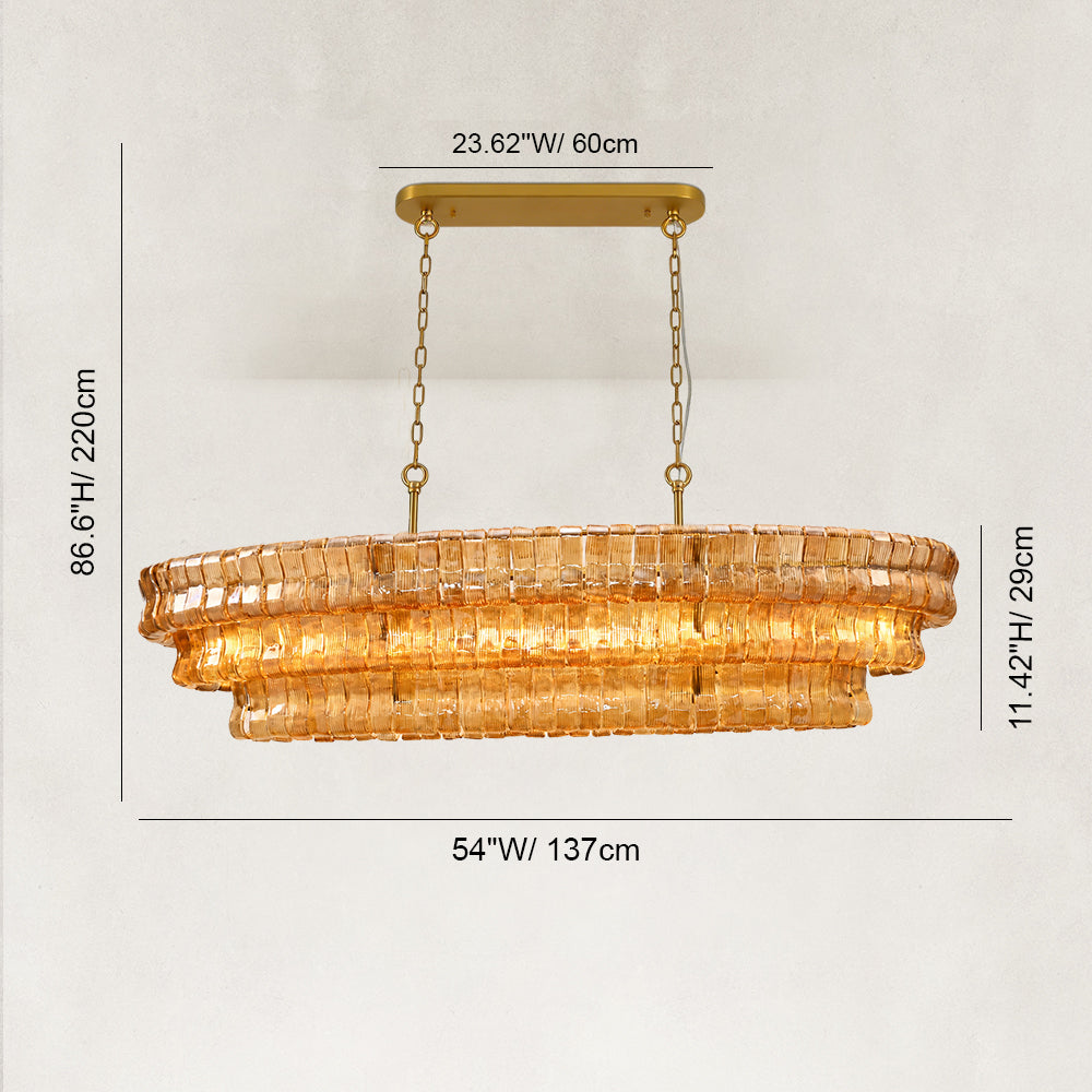 GeoLume Amber Glass Rectangle Chandelier