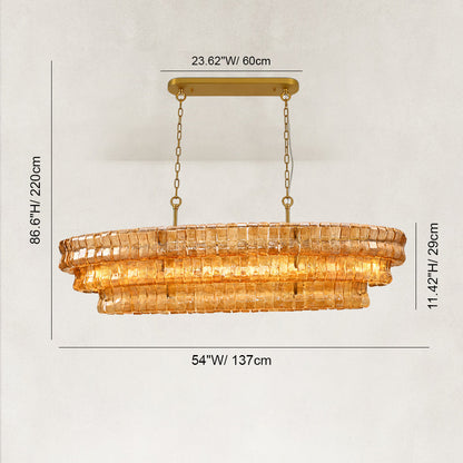 GeoLume Amber Glass Rectangle Chandelier