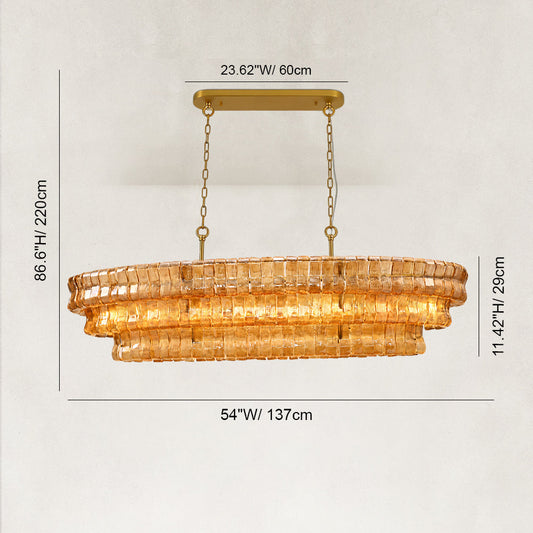 GeoLume Amber Glass Rectangle Chandelier