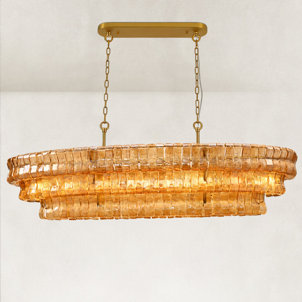 GeoLume Amber Glass Rectangle Chandelier