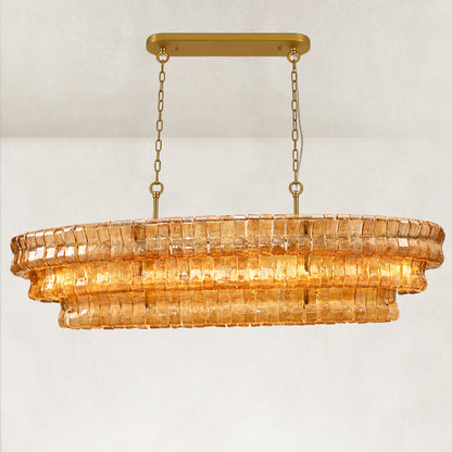 GeoLume Amber Glass Rectangle Chandelier