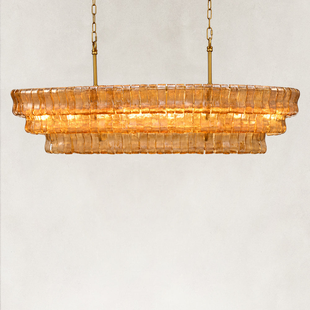 GeoLume Amber Glass Rectangle Chandelier
