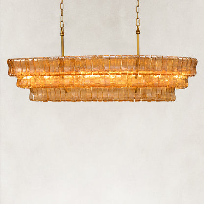 GeoLume Amber Glass Rectangle Chandelier