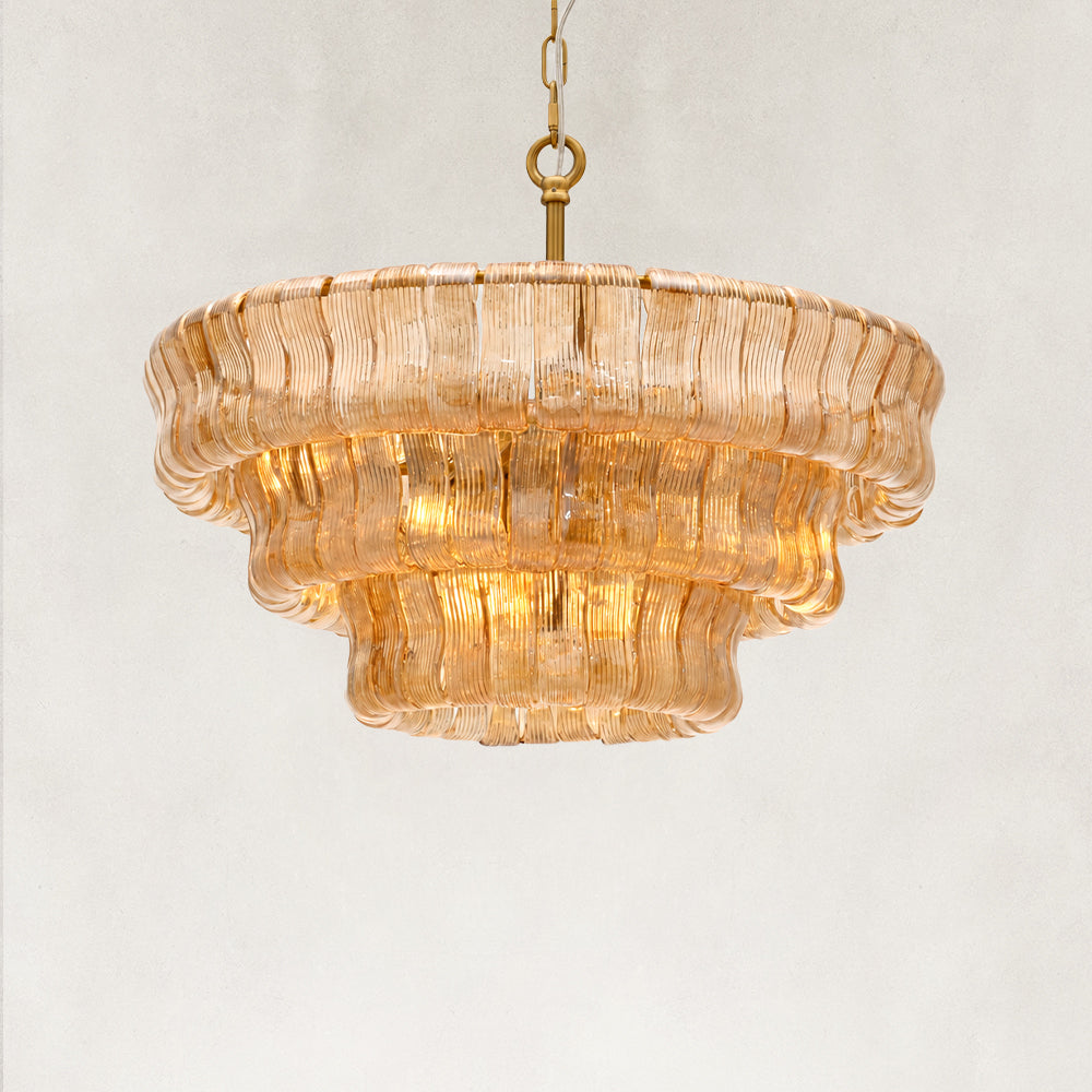 GeoLume Amber Glass Round Chandelier 24"D