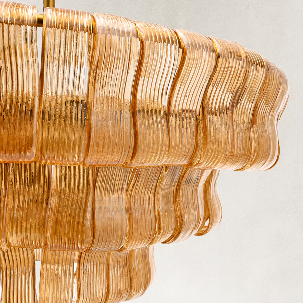 GeoLume Amber Glass Round Chandelier 24"D