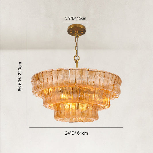 GeoLume Amber Glass Round Chandelier 24"D
