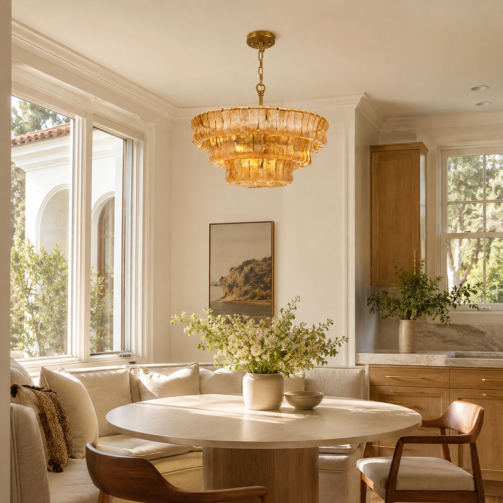 GeoLume Amber Glass Round Chandelier 24"D