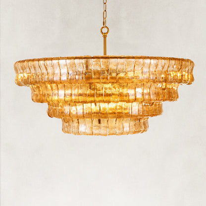 GeoLume Amber Glass Round Chandelier 36"D