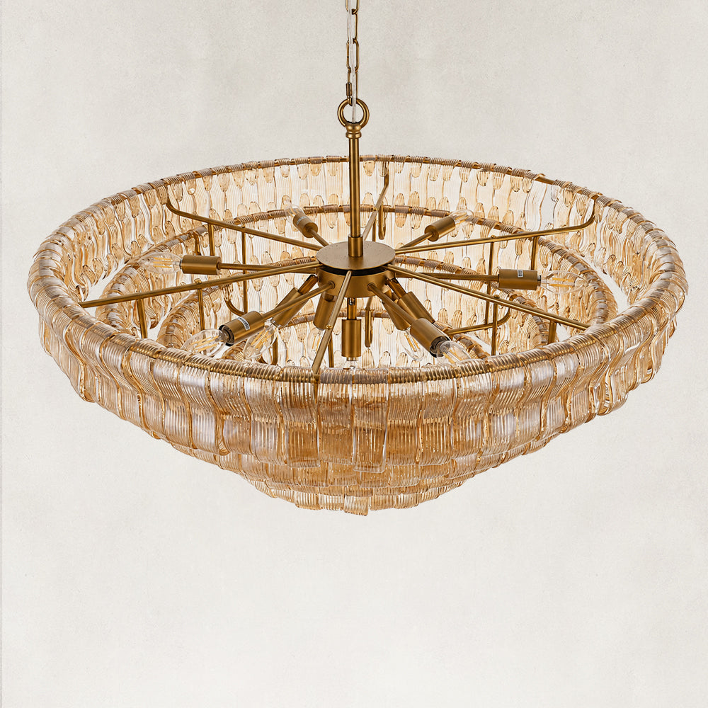 GeoLume Amber Glass Round Chandelier 36"D