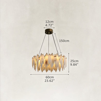 Halo Modern Natural Alabaster Ring chandelier 24"D