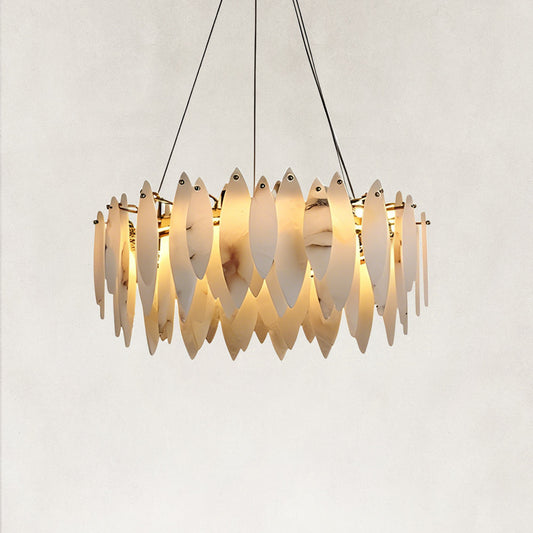Halo Modern Natural Alabaster Ring chandelier 24"D