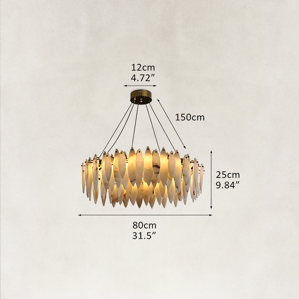Halo Modern Natural Alabaster Ring chandelier 32"D