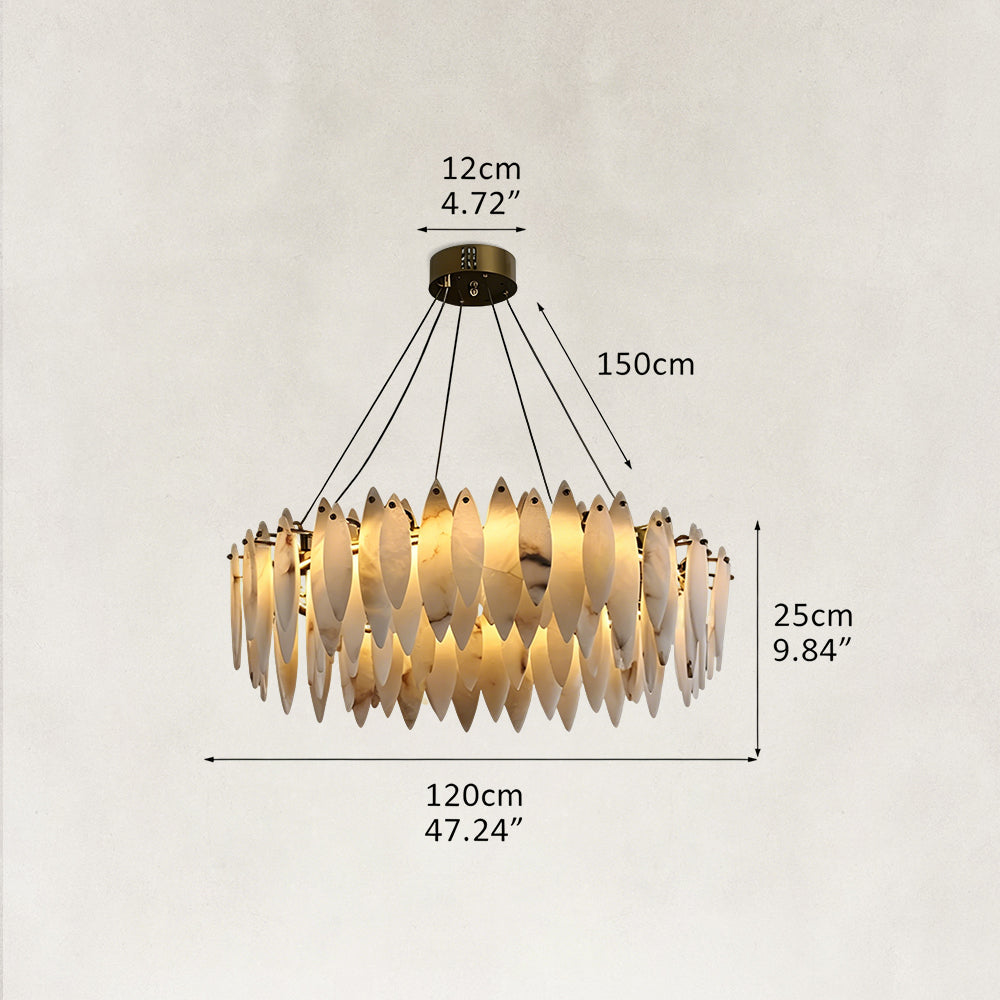 Halo Modern Natural Alabaster Ring chandelier 47"D