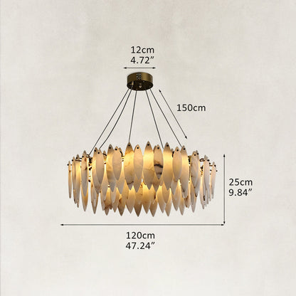 Halo Modern Natural Alabaster Ring chandelier 47"D