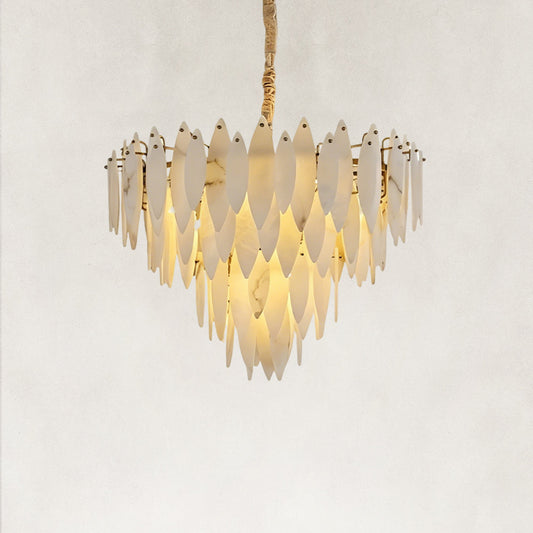 Halo Modern Natural Alabaster Tiered Ring chandelier 32"D