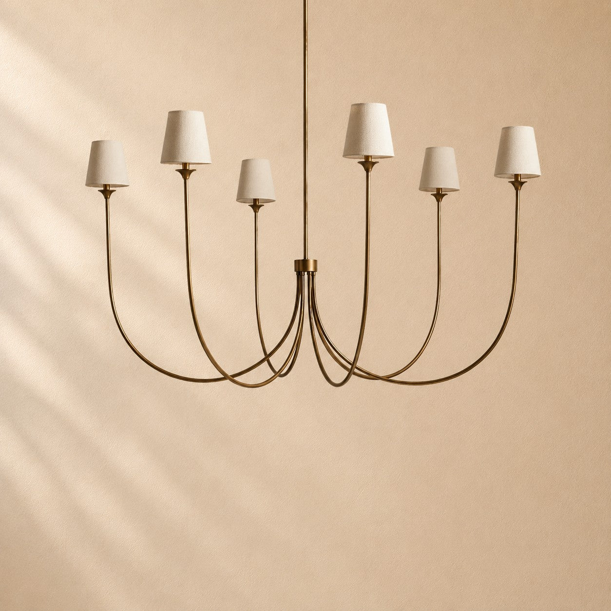 Hume 6-Light Curved Arm Chandelier with Linen Shades
