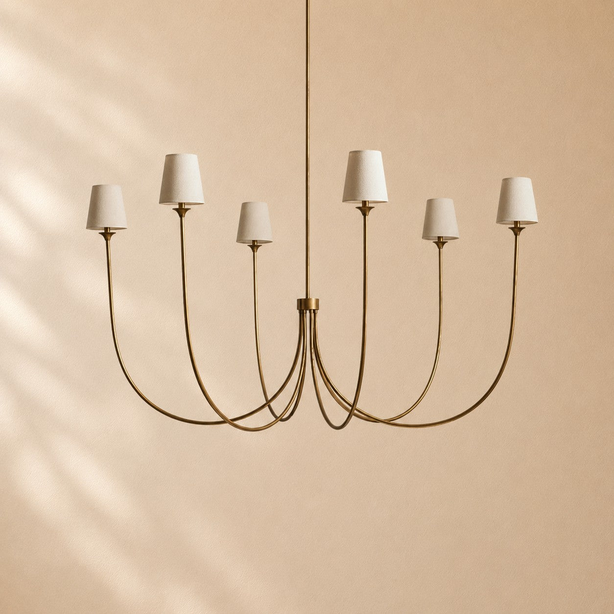Hume 6-Light Curved Arm Chandelier with Linen Shades
