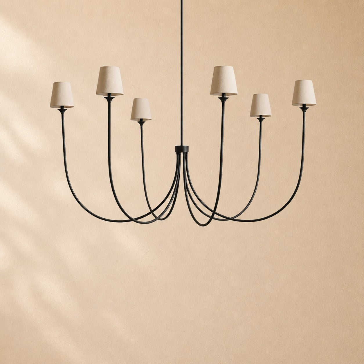Hume 6-Light Curved Arm Chandelier with Linen Shades