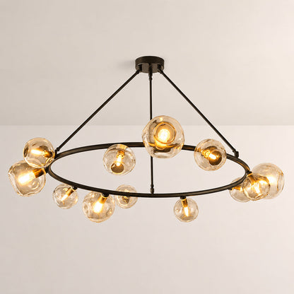 Joan Amber Glass Round Chandelier