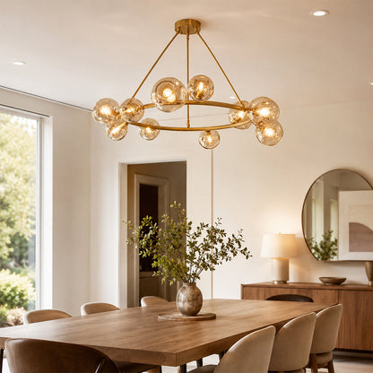 Joan Amber Glass Round Chandelier