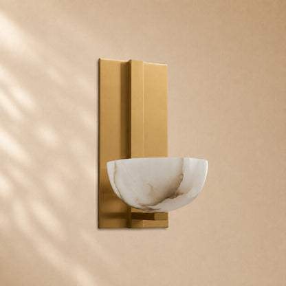 Josh Alabaster Bowl Wall Sconce with Brass Backplate