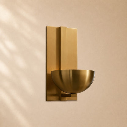 Josh Alabaster Bowl Wall Sconce with Brass Backplate