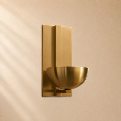 Josh Alabaster Bowl Wall Sconce with Brass Backplate