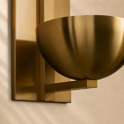 Josh Alabaster Bowl Wall Sconce with Brass Backplate