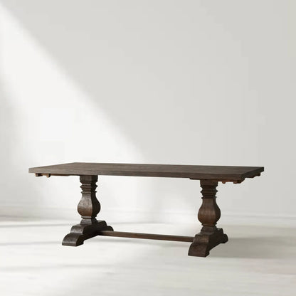 Kenway Handcrafted Double Pedestal Trestle Dining Table