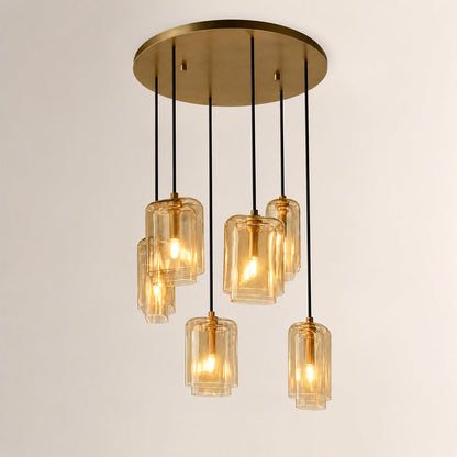 Lecoun Amber Glass Cluster Chandelier