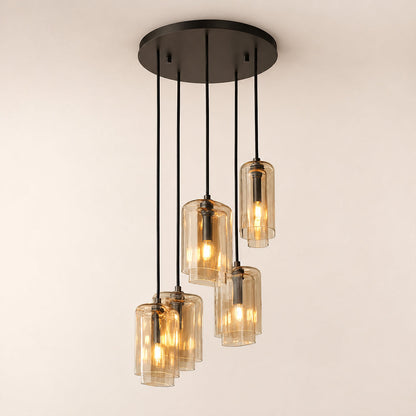 Lecoun Amber Glass Cluster Chandelier