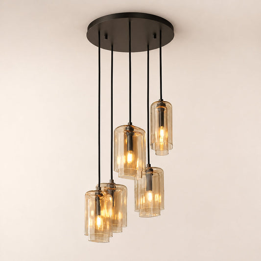 Lecoun Amber Glass Cluster Chandelier