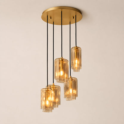 Lecoun Amber Glass Cluster Chandelier