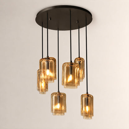 Lecoun Amber Glass Cluster Chandelier