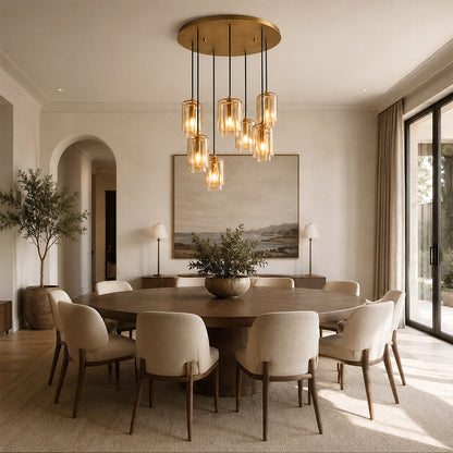 Lecoun Amber Glass Cluster Chandelier