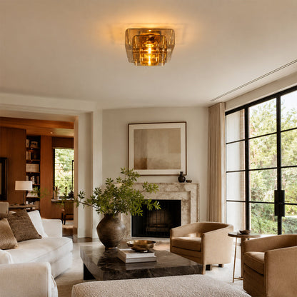 Lecoun Amber Glass Flushmount